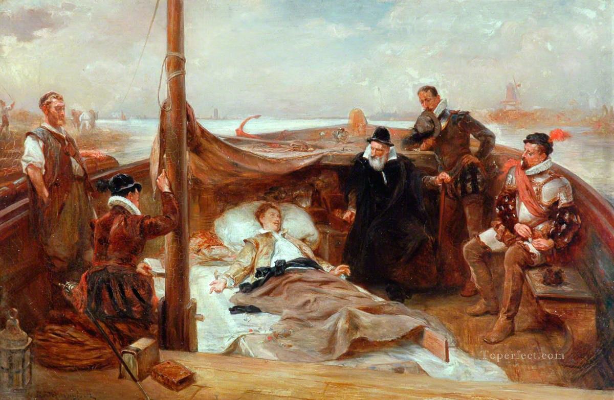 The Last Days of Sir Philip Sydney Robert Alexander Hillingford historical battle scenes Oil Paintings